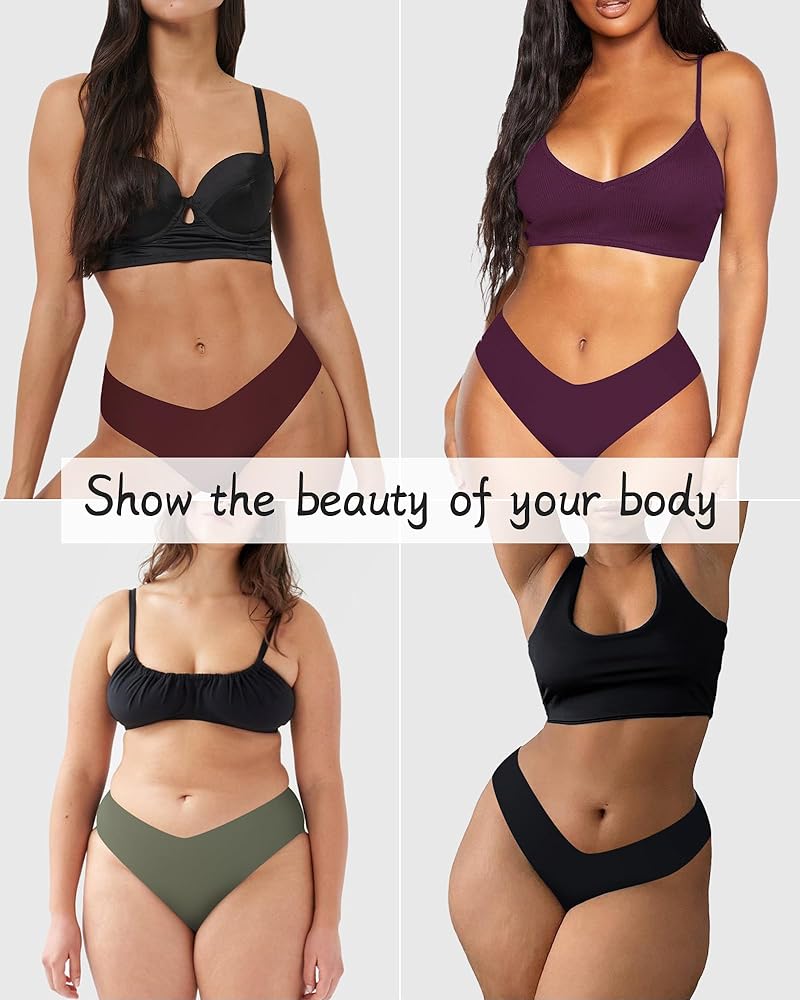 LEVAO Seamless Cheeky Underwear for Women Sexy No Show Panties