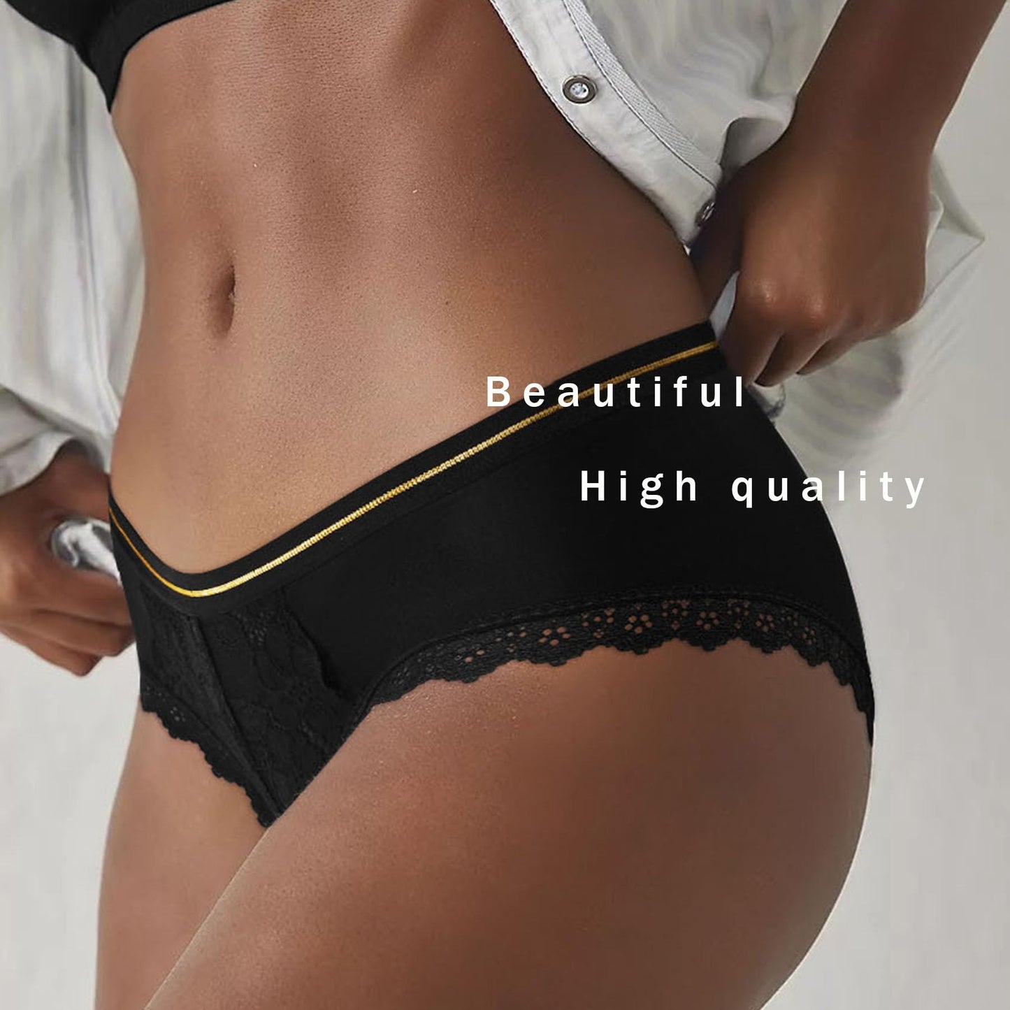 LEVAO Womens Underwear Sexy Lace Bikini Panties Silky Invisible Hipster