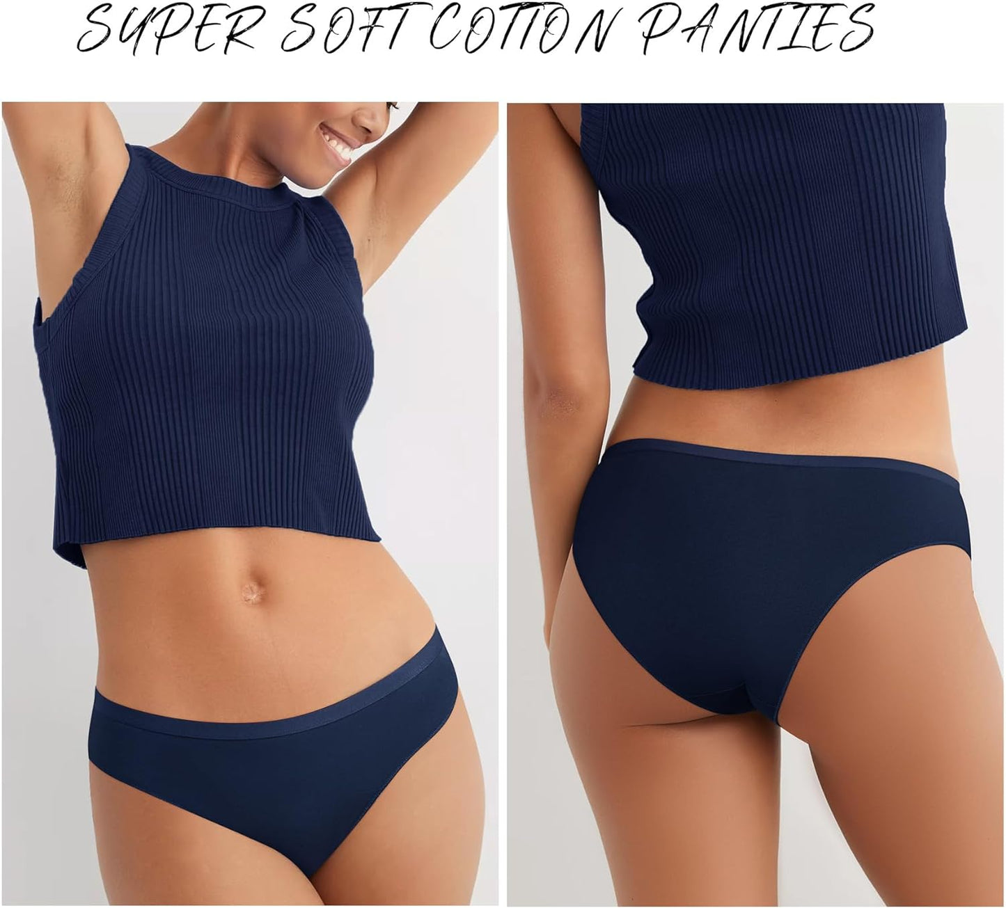 Womens Cheeky Underwear Cotton Bikini Panties Half Back Coverage Panty