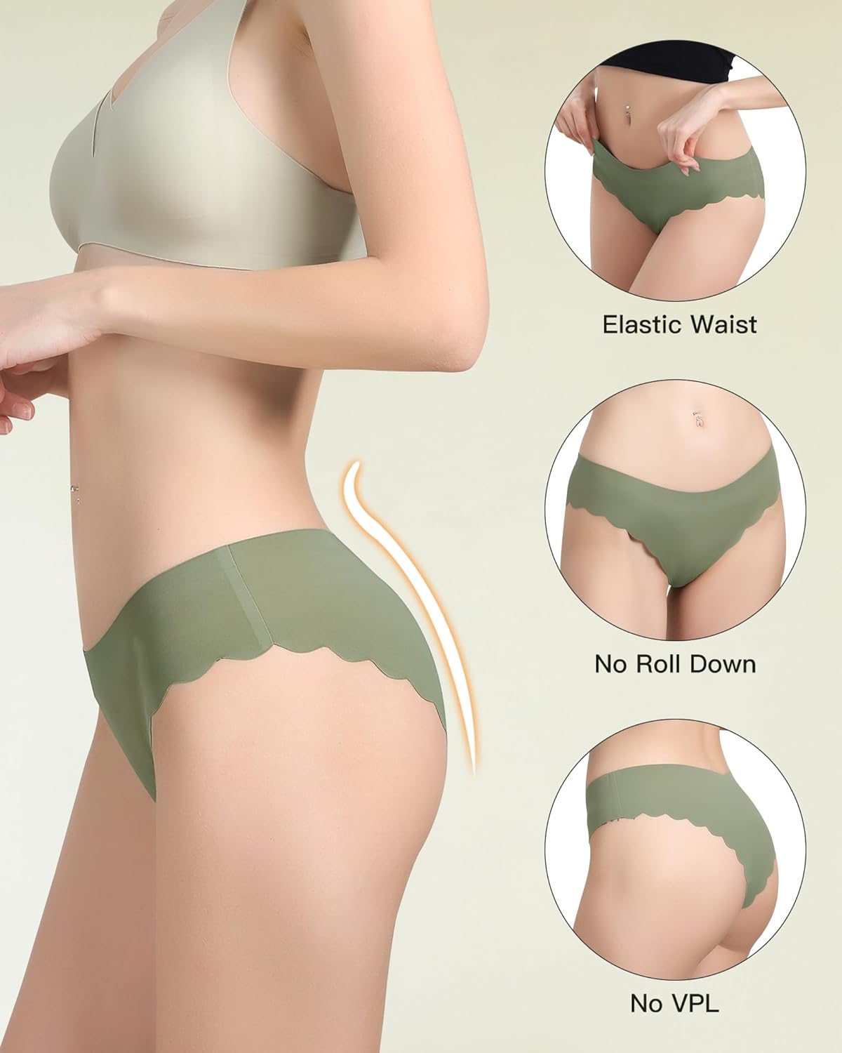 Ice Silk Bikini Panties Breathable Hipster Wavy Sides Invisibles Underwear
