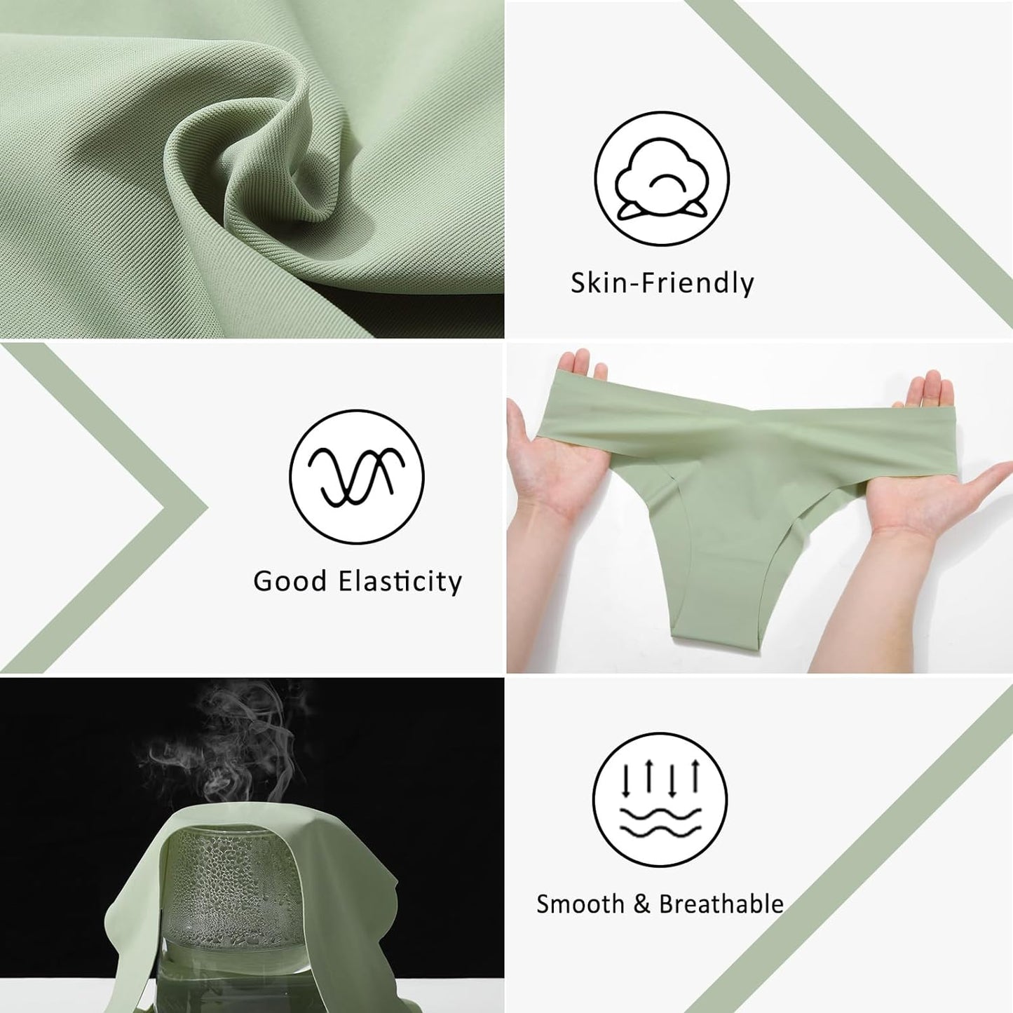 Sexy V-waisted Wavy Sides G-String Panties 7 Pack-Seamless Thongs for Women