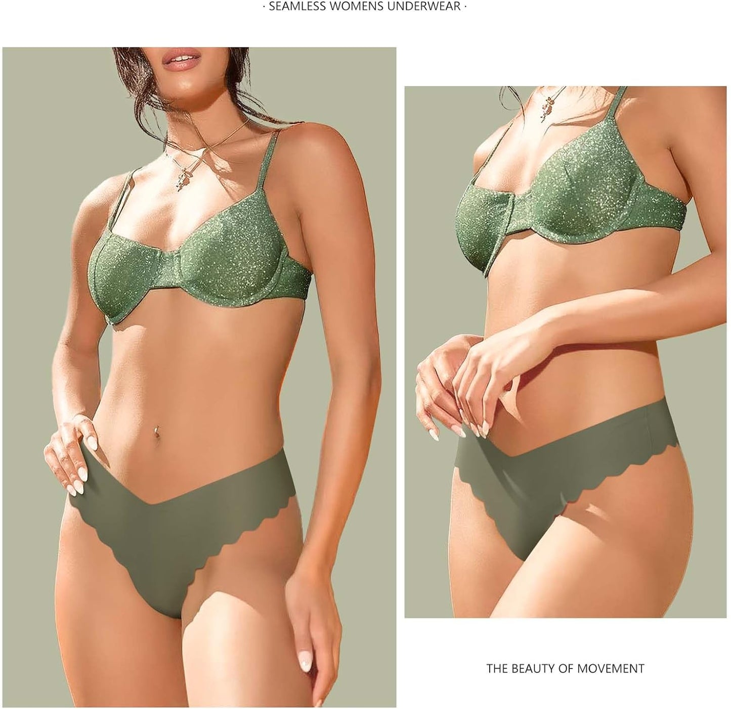 Sexy V-waisted Wavy Sides G-String Panties 7 Pack-Seamless Thongs for Women