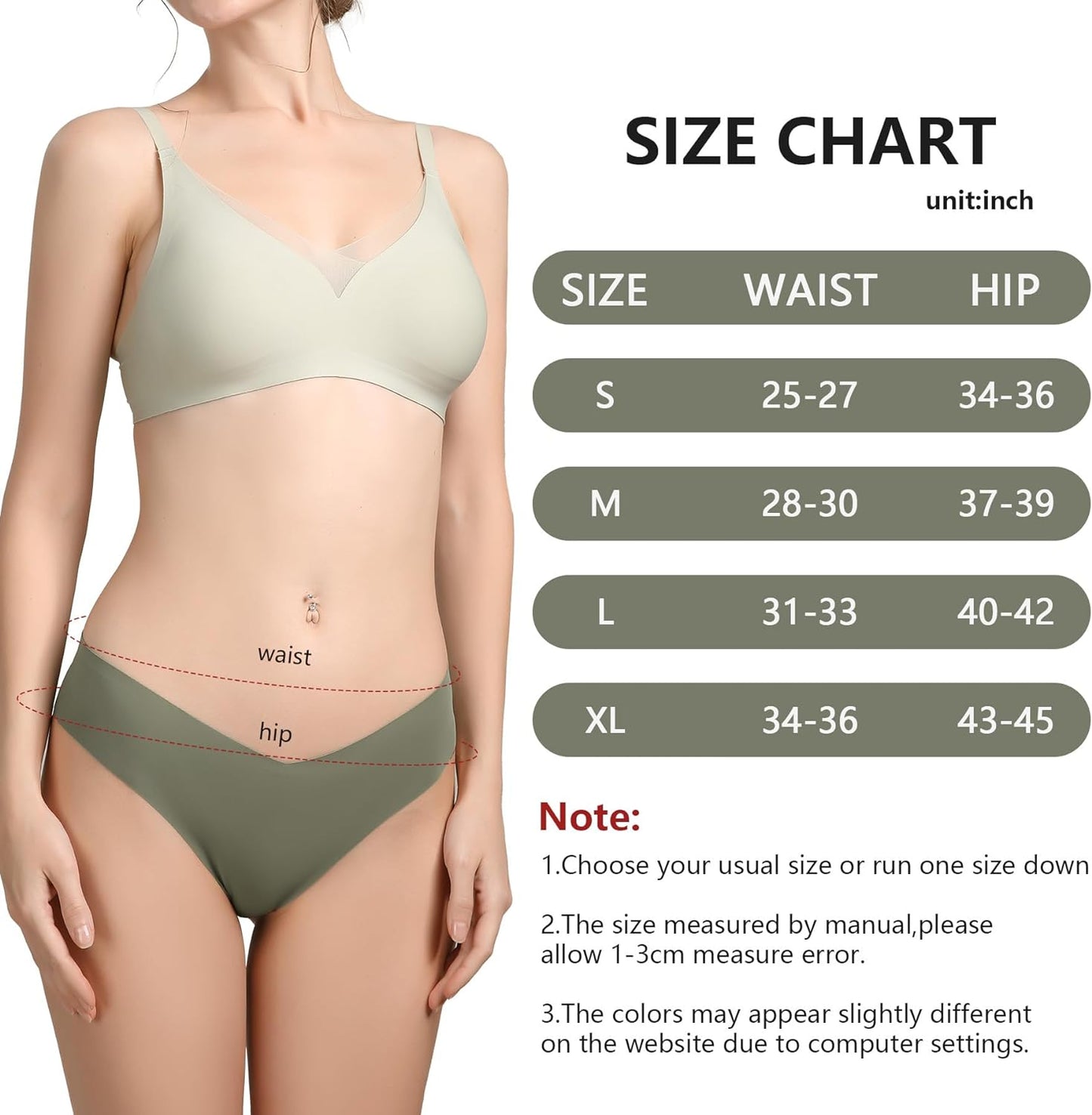 LEVAO Seamless Underwear Women Sexy Invisible No Show Cheeky Bikini Panties V-shaped