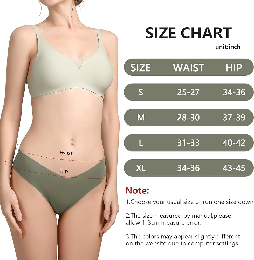 LEVAO Seamless Underwear Women Sexy Invisible No Show Cheeky Bikini Panties V-shaped