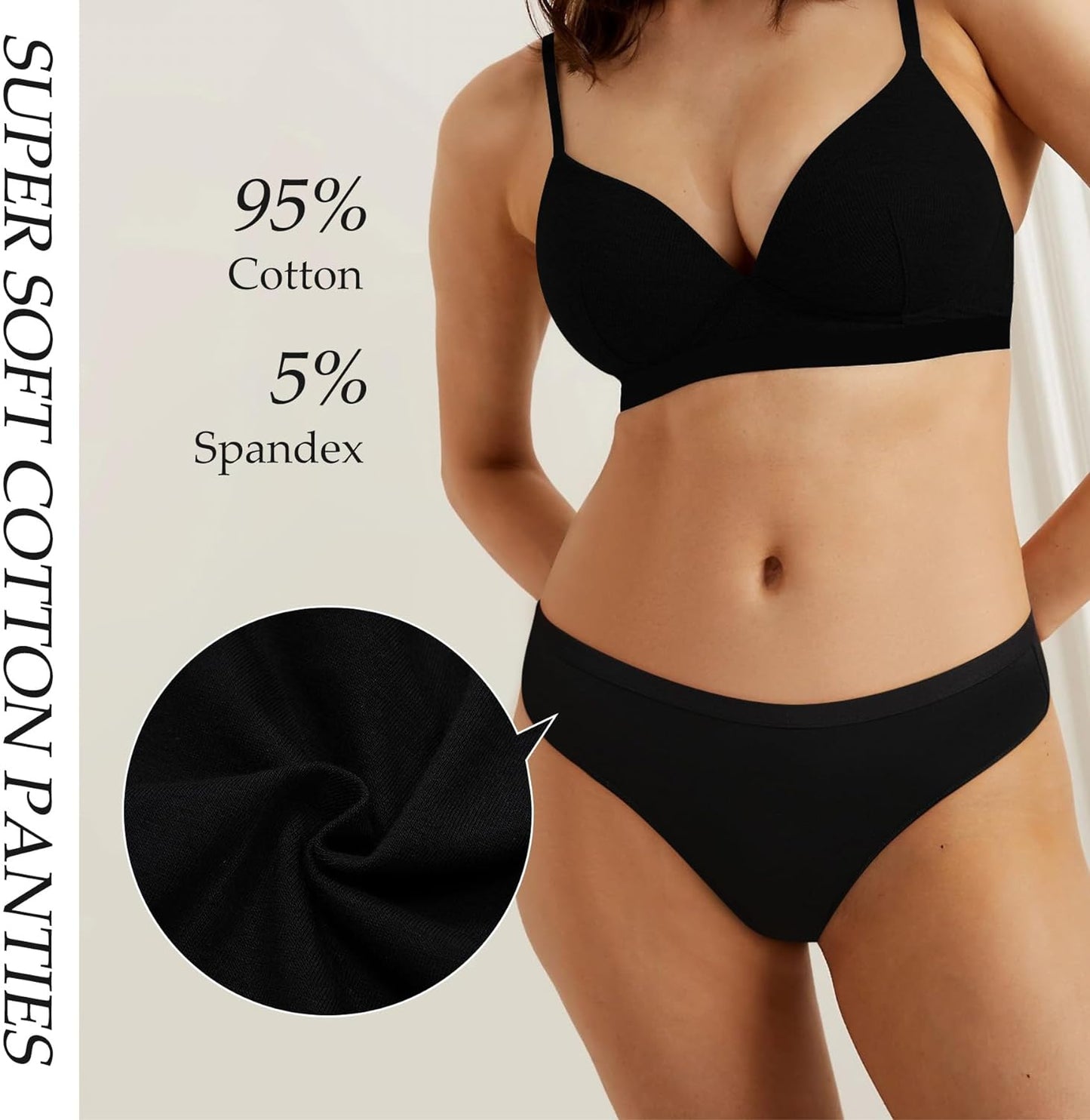 Womens Cheeky Underwear Cotton Bikini Panties Half Back Coverage Panty