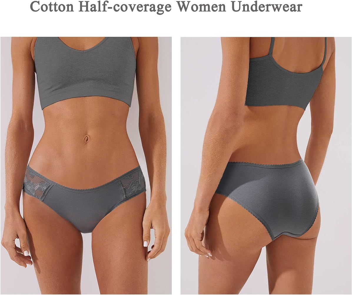 6 Pack Cotton Bikini Pantie Cheeky Underwear Half Back Coverage
