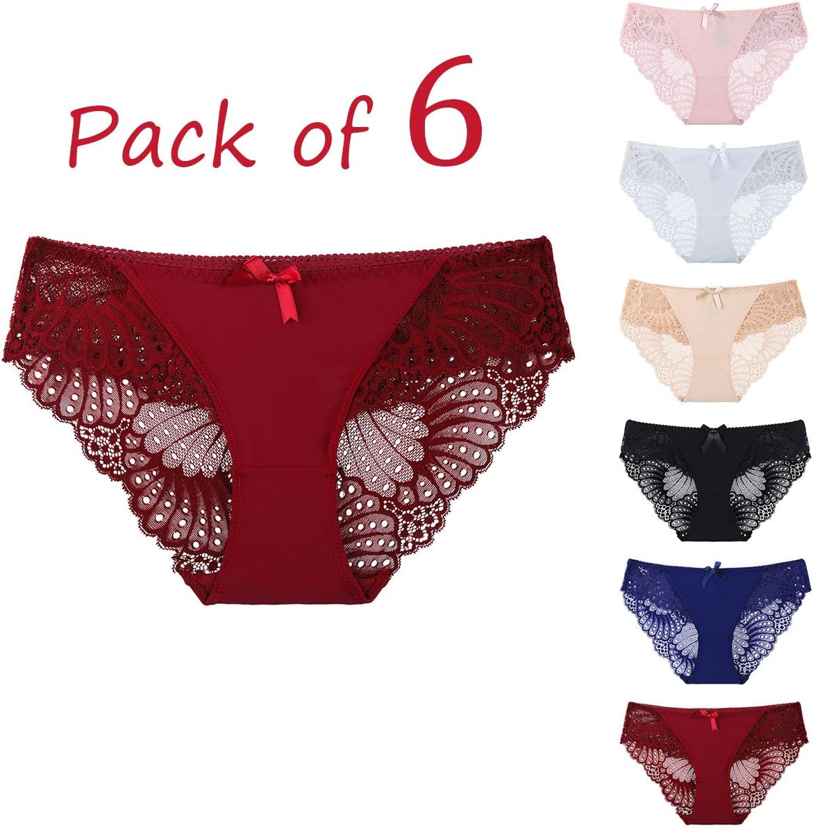 Cheeky Underwear for Women, Soft Stretch Briefs Low Rise Lace Bikini Panties