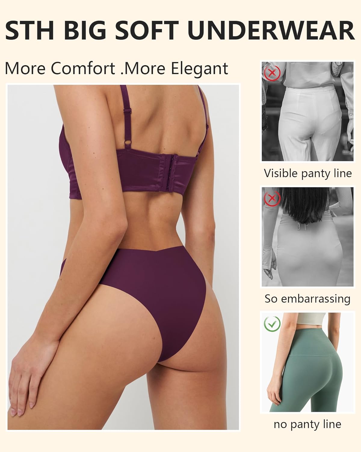 LEVAO Seamless Cheeky Underwear for Women Sexy No Show Panties