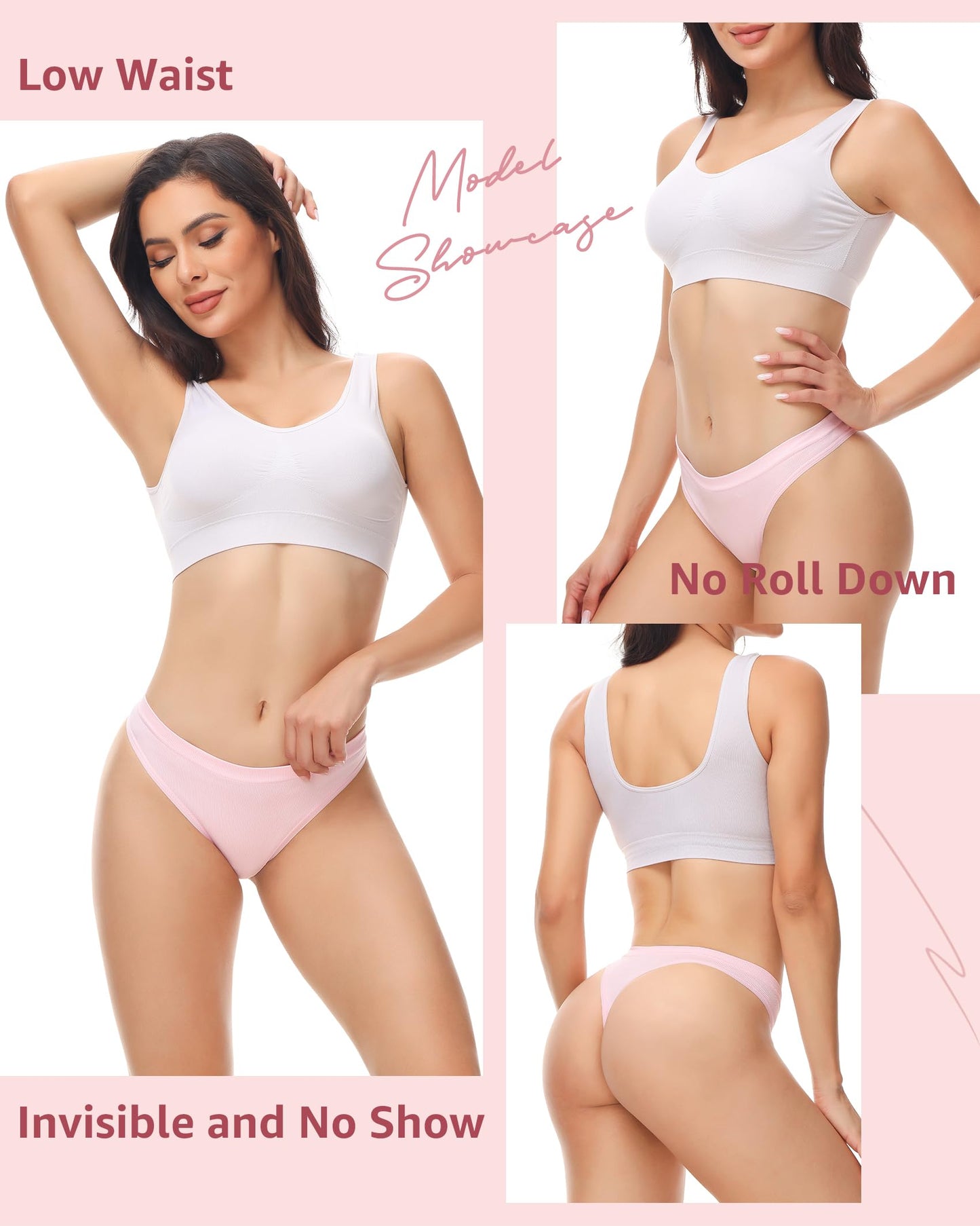Seamless Thongs for Women No Show Thong Panties Stretch Soft T-Back