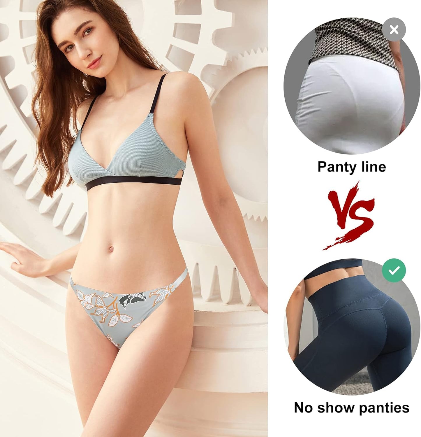 LEVAO Seamless Thongs No Show Panties Stretch Printed Underwear