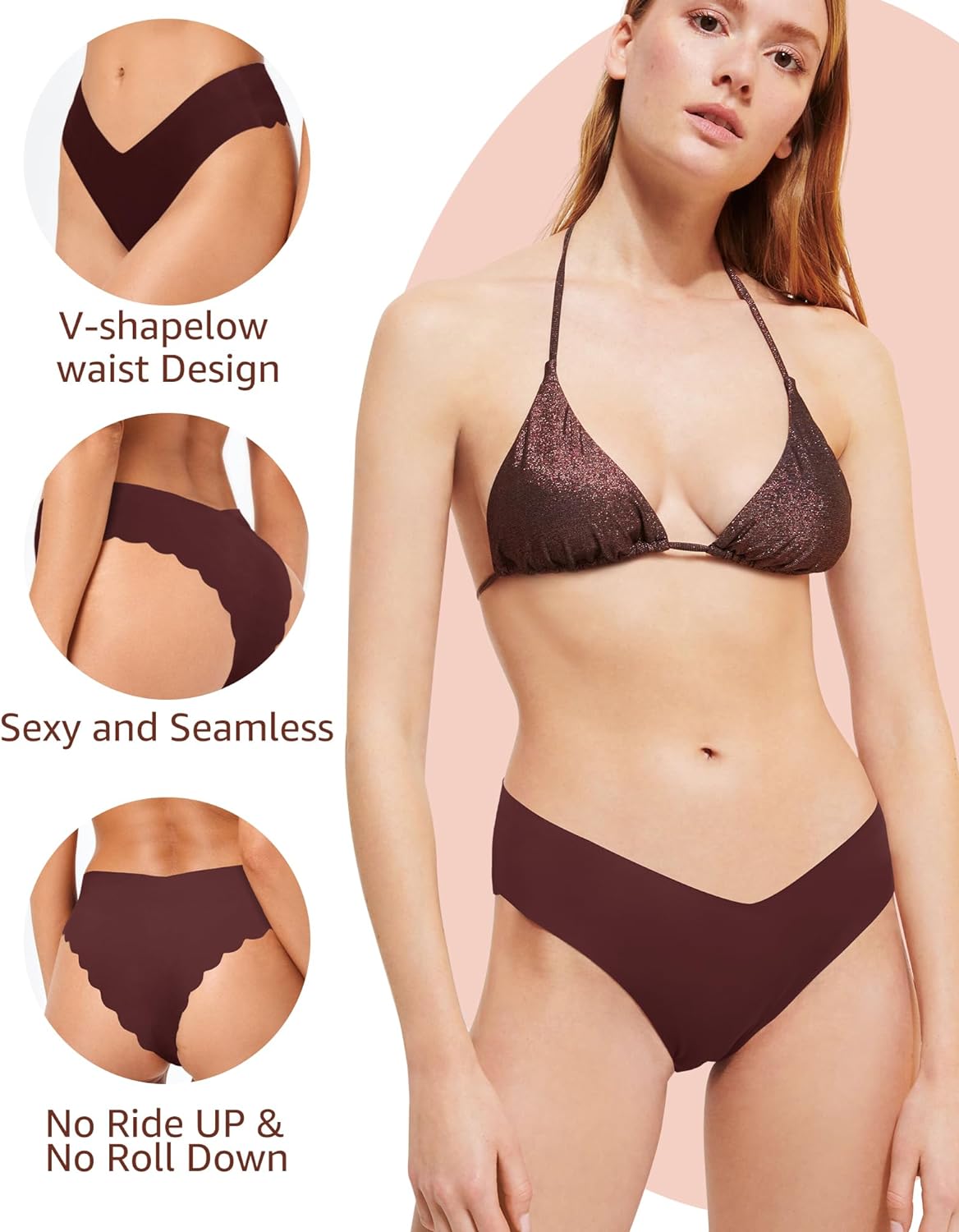 LEVAO Women Seamless Hipster Cheeky Bikini No Show Underwear Sexy Panties