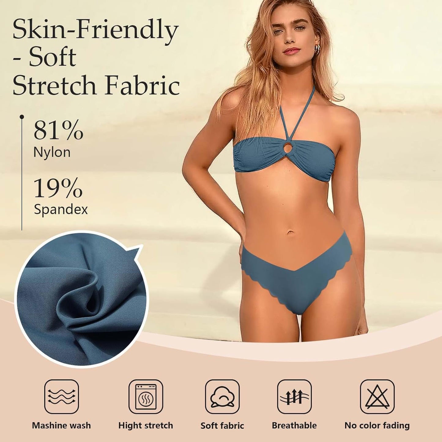 Sexy V-waisted Wavy Sides G-String Panties 7 Pack-Seamless Thongs for Women