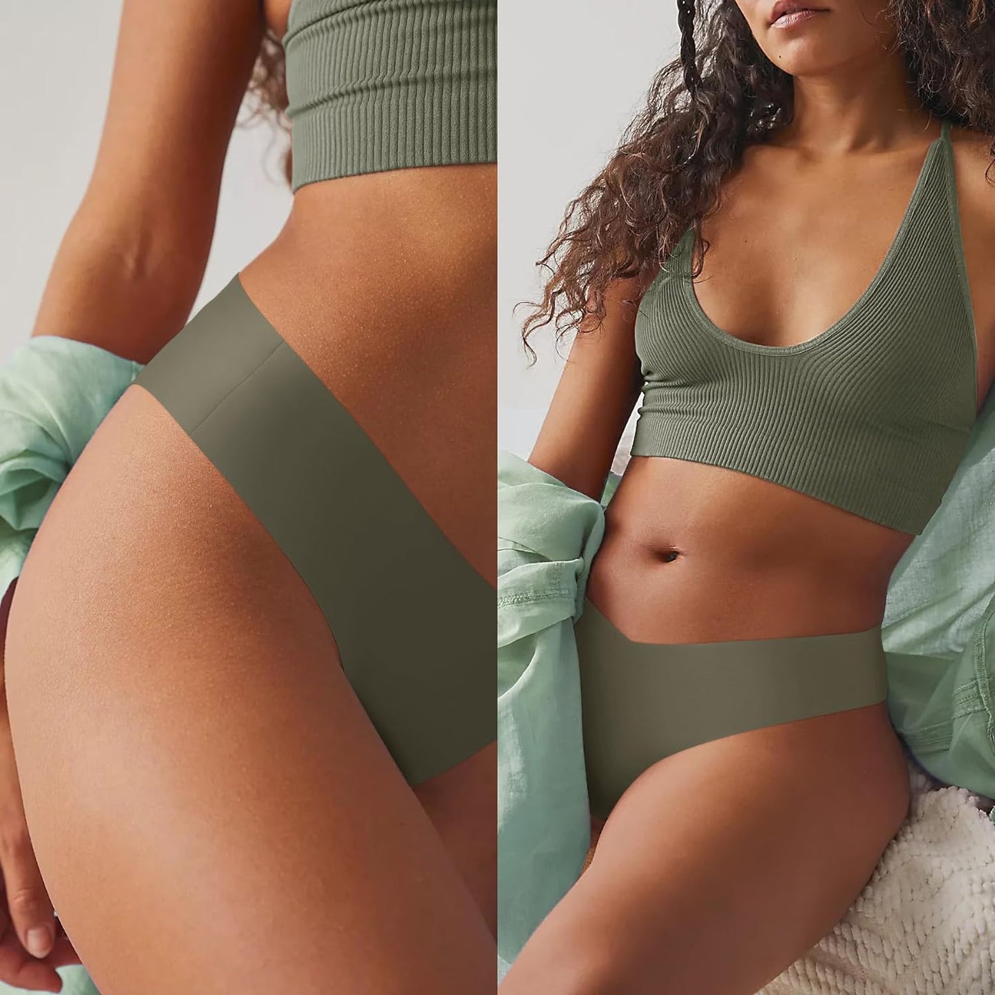 LEVAO Seamless Underwear Women Sexy Invisible No Show Cheeky Bikini Panties V-shaped
