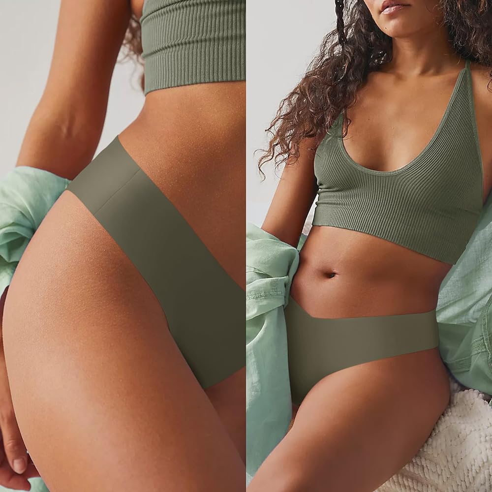 LEVAO Seamless Underwear Women Sexy Invisible No Show Cheeky Bikini Panties V-shaped