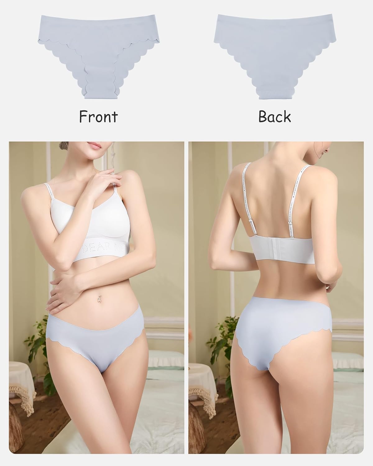 Ice Silk Bikini Panties Breathable Hipster Wavy Sides Invisibles Underwear
