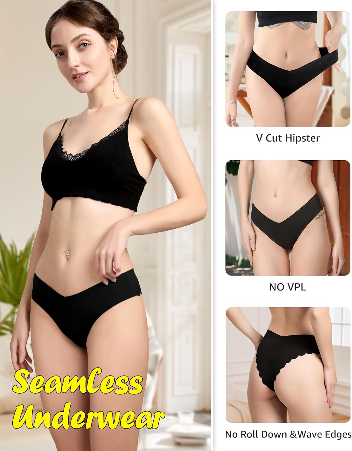 LEVAO Women Seamless Hipster Cheeky Bikini No Show Underwear Sexy Panties