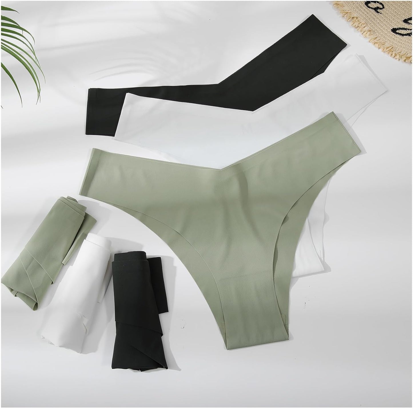 LEVAO Seamless Underwear Women Sexy Invisible No Show Cheeky Bikini Panties V-shaped