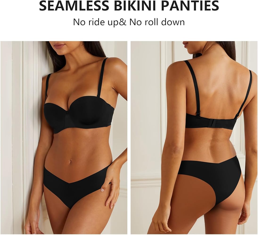 LEVAO Seamless Underwear Women Sexy Invisible No Show Cheeky Bikini Panties V-shaped
