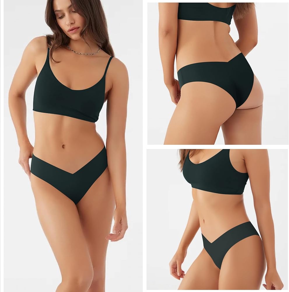 LEVAO Seamless Underwear Women Sexy Invisible No Show Cheeky Bikini Panties V-shaped