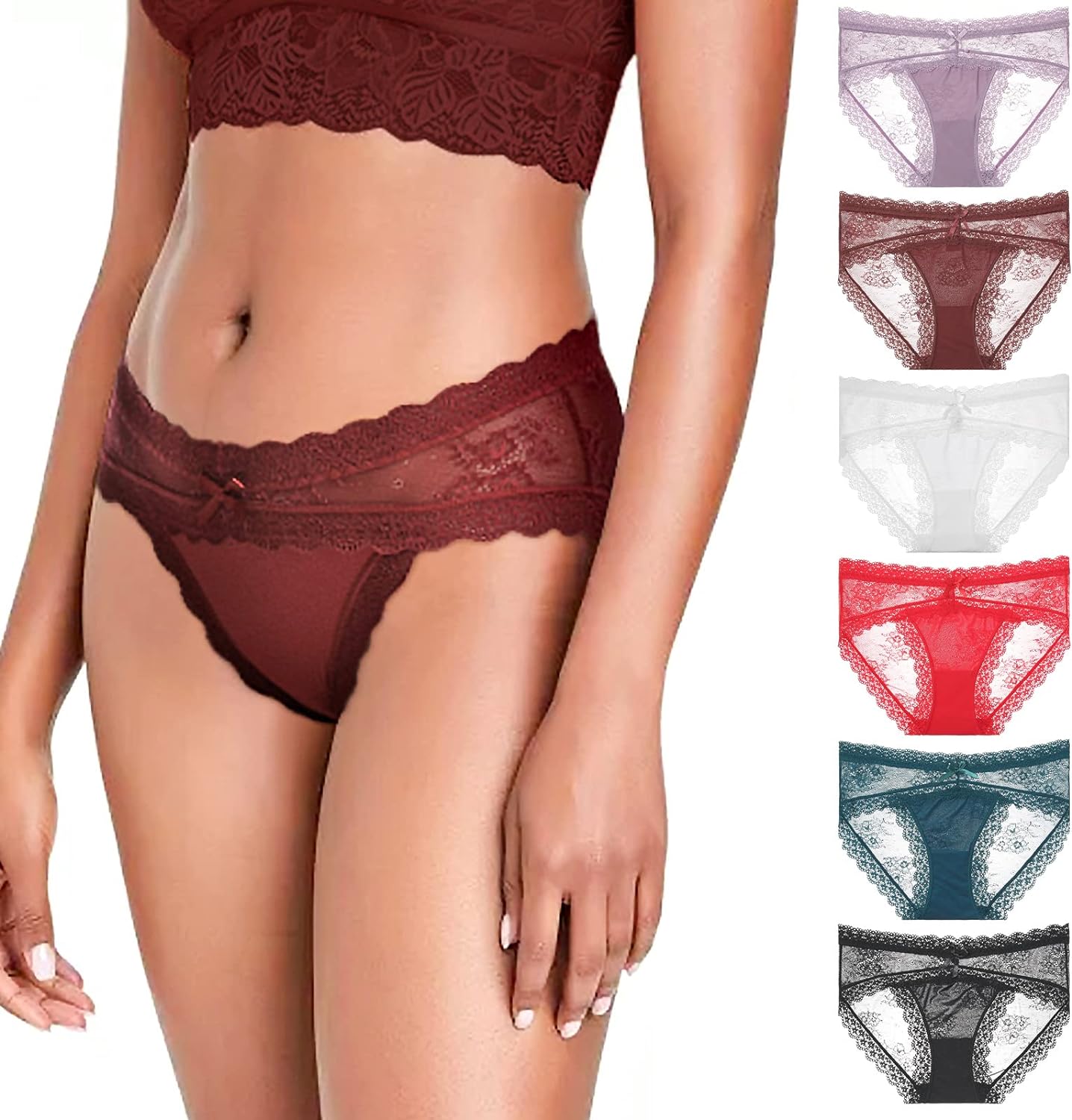 Women Lace Underwear Sexy Breathable Hipster Panties Cheeky