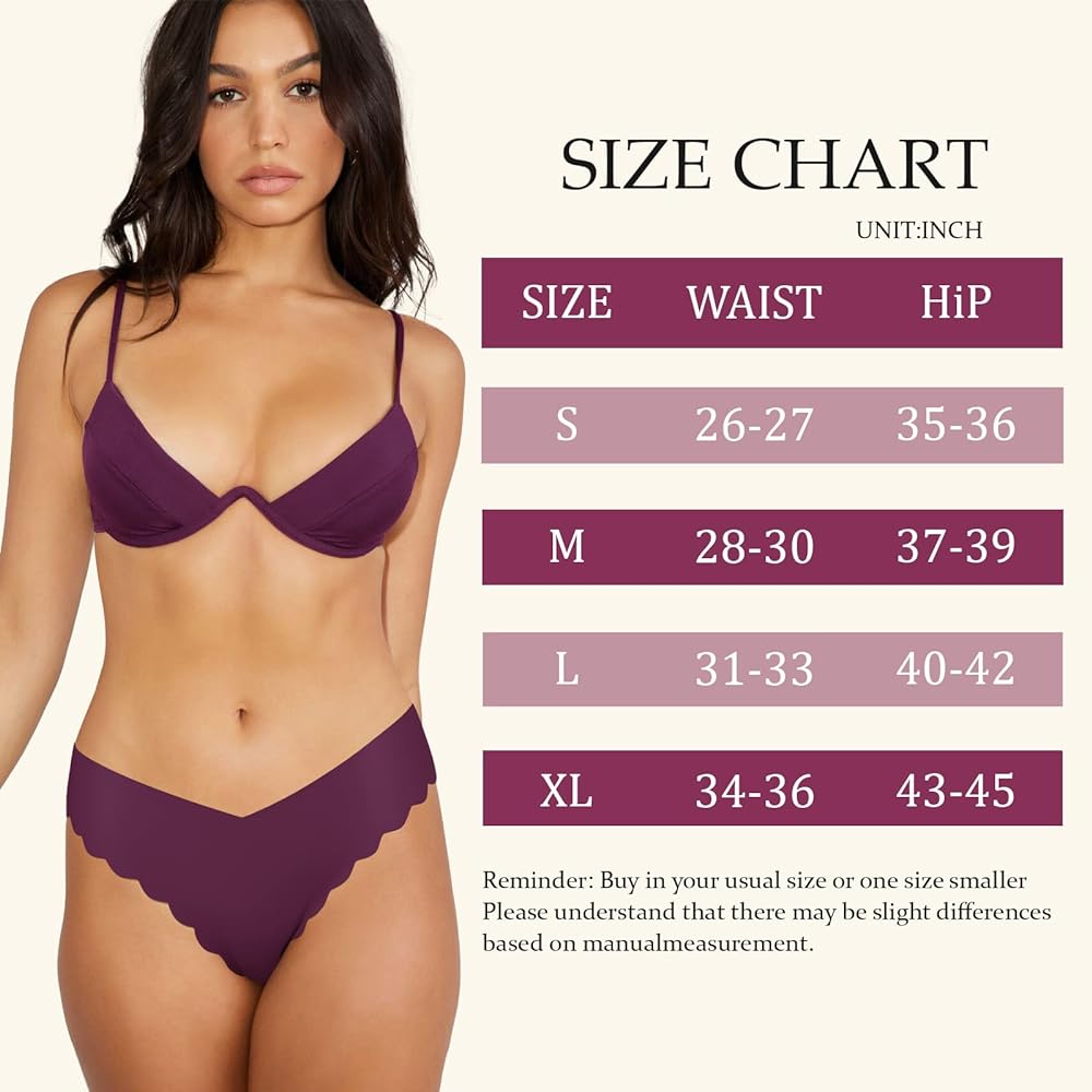 Sexy V-waisted Wavy Sides G-String Panties 7 Pack-Seamless Thongs for Women