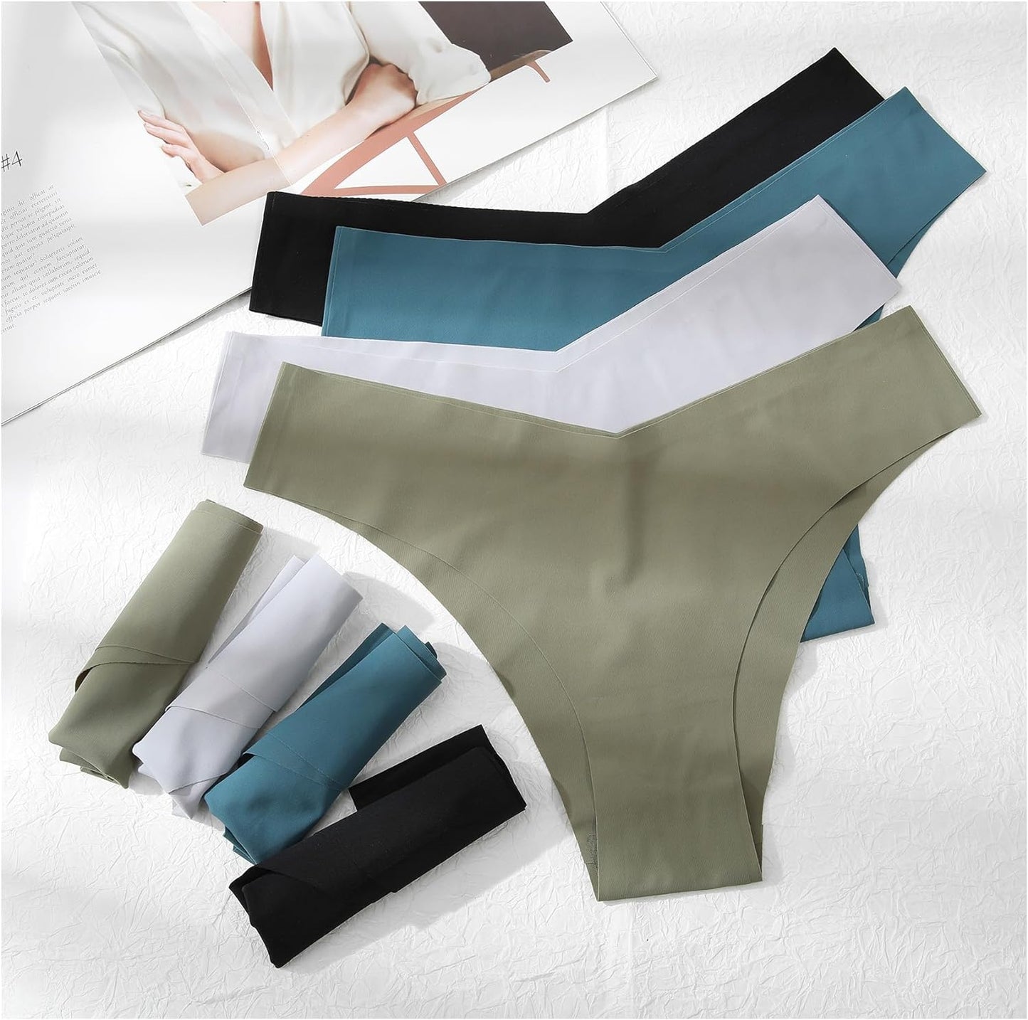 LEVAO Seamless Underwear Women Sexy Invisible No Show Cheeky Bikini Panties V-shaped