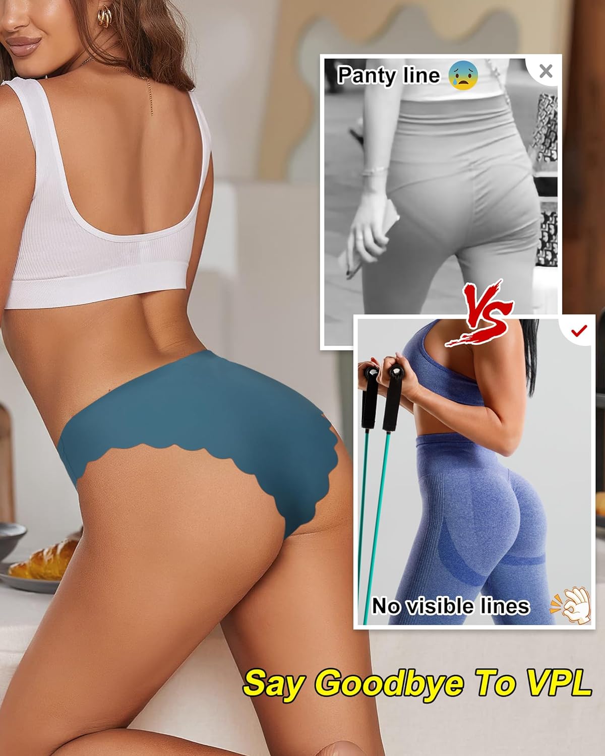 LEVAO Women Seamless Hipster Cheeky Bikini No Show Underwear Sexy Panties