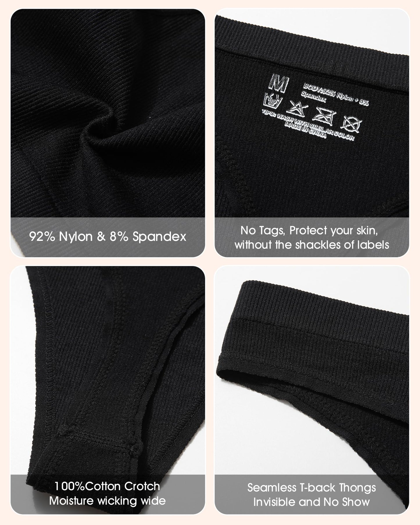 Seamless Thongs for Women No Show Thong Panties Stretch Soft T-Back