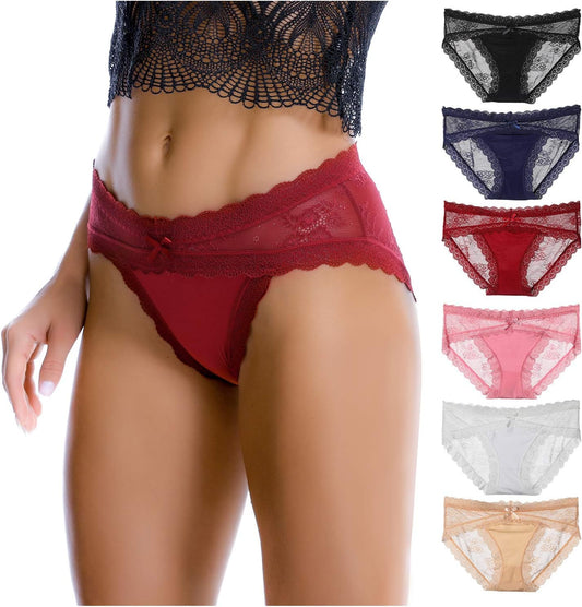 Women Lace Underwear Sexy Breathable Hipster Panties Cheeky
