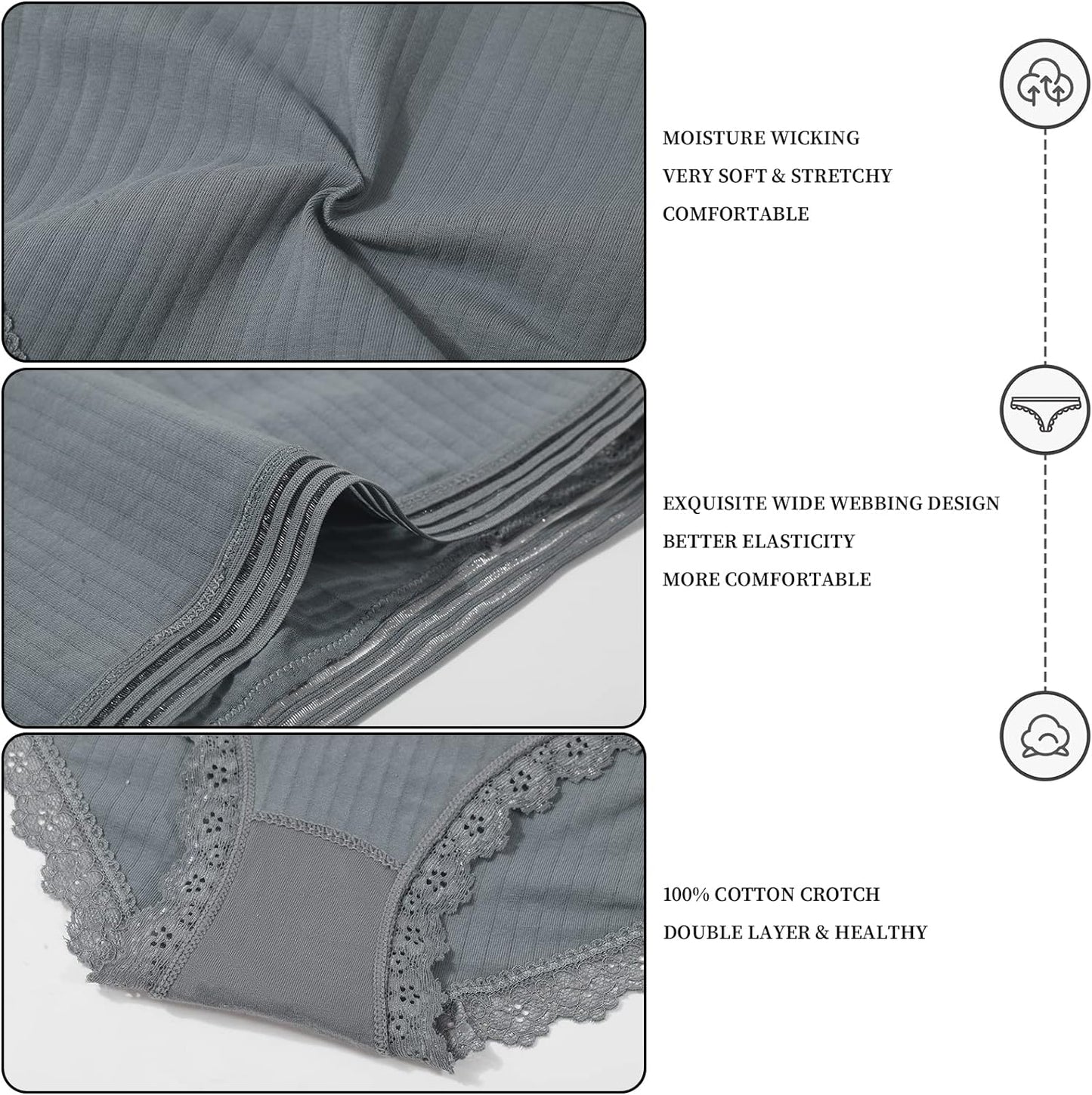 Cotton Underwear Women's Bikini Panties Breathable Hipster Stretch Full Briefs