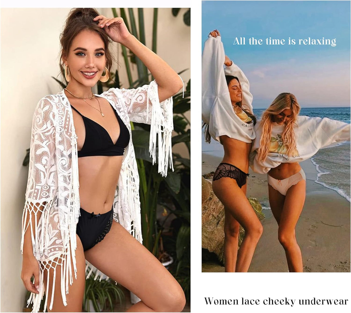 Cheeky Underwear for Women, Soft Stretch Briefs Low Rise Lace Bikini Panties