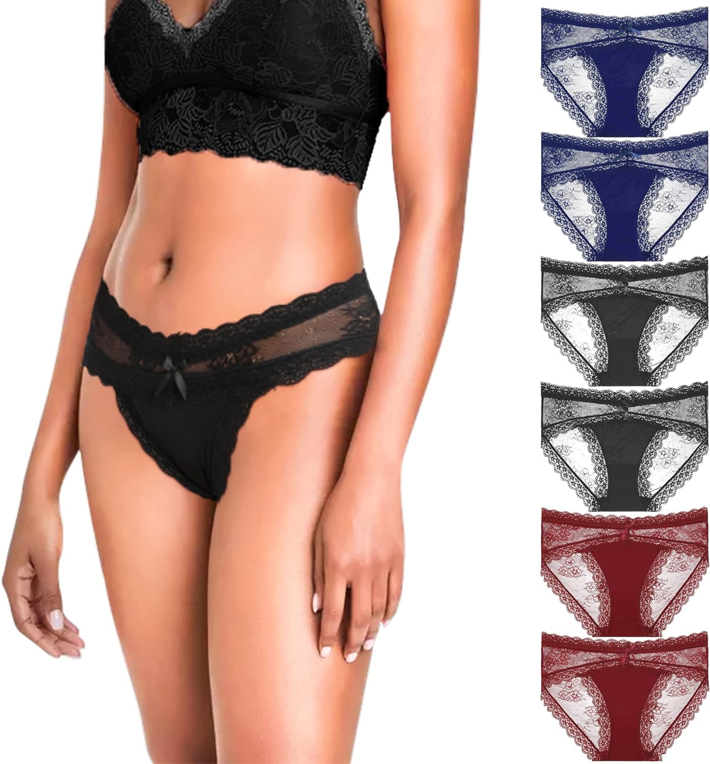 Women Lace Underwear Sexy Breathable Hipster Panties Cheeky