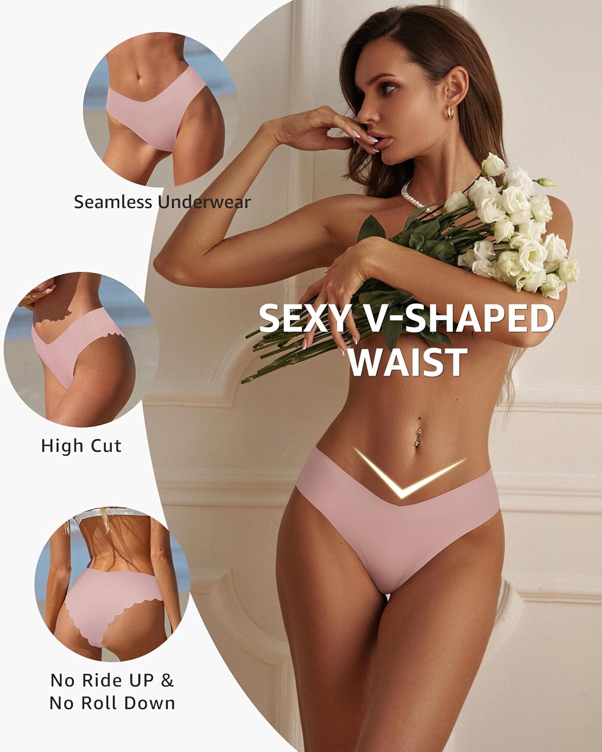 LEVAO Women Seamless Hipster Cheeky Bikini No Show Underwear Sexy Panties