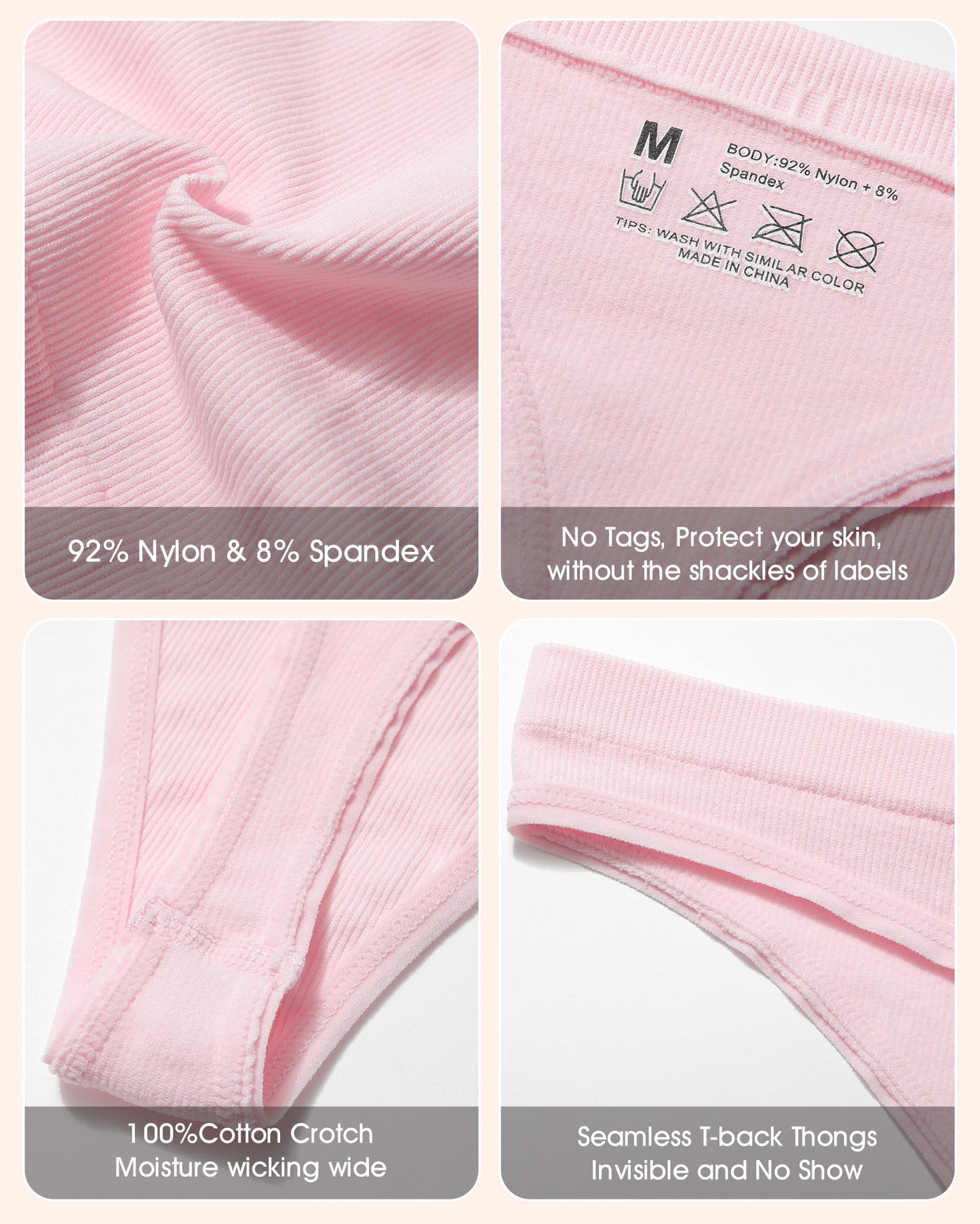 Seamless Thongs for Women No Show Thong Panties Stretch Soft T-Back