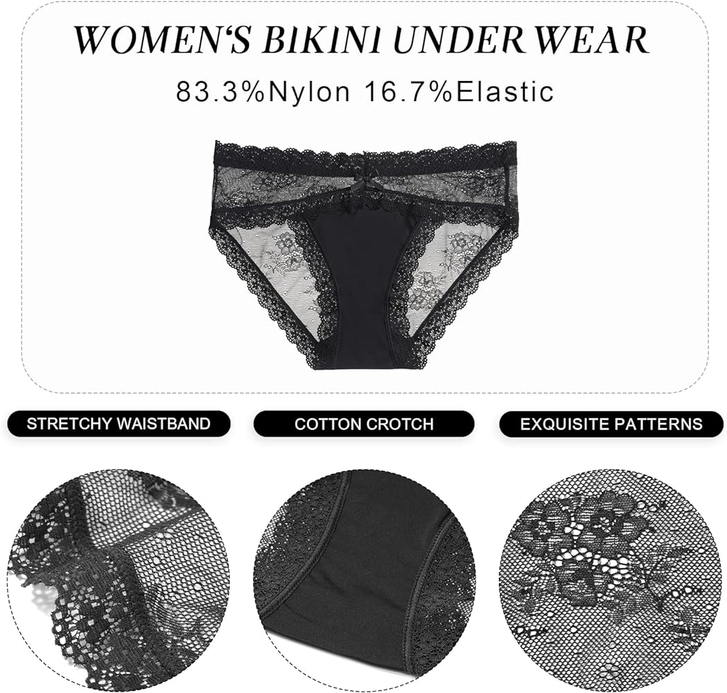 Women Lace Underwear Sexy Breathable Hipster Panties Cheeky