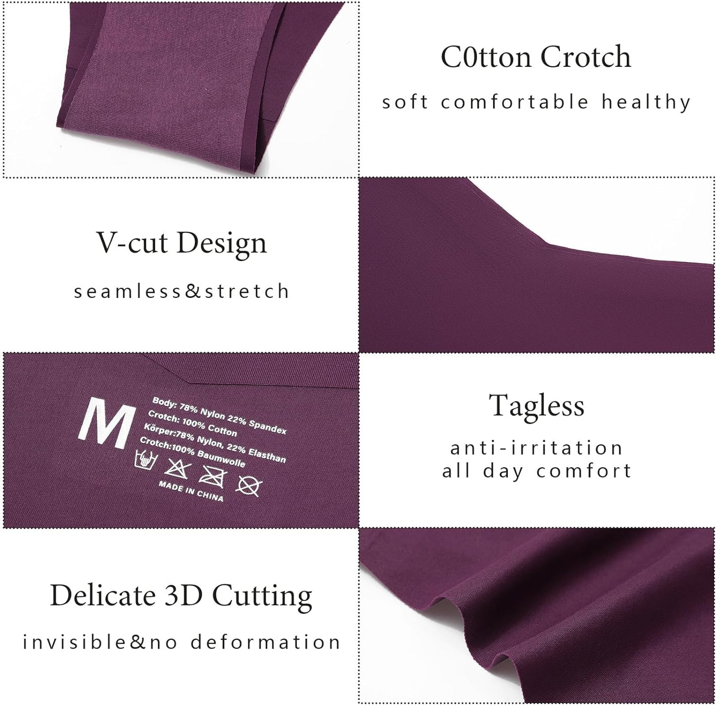 LEVAO Seamless Underwear Women Sexy Invisible No Show Cheeky Bikini Panties V-shaped