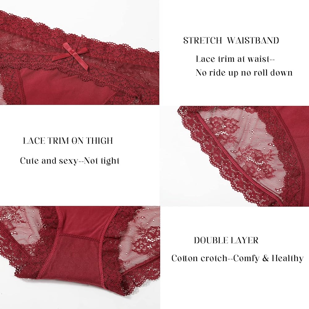 Women Lace Underwear Sexy Breathable Hipster Panties Cheeky