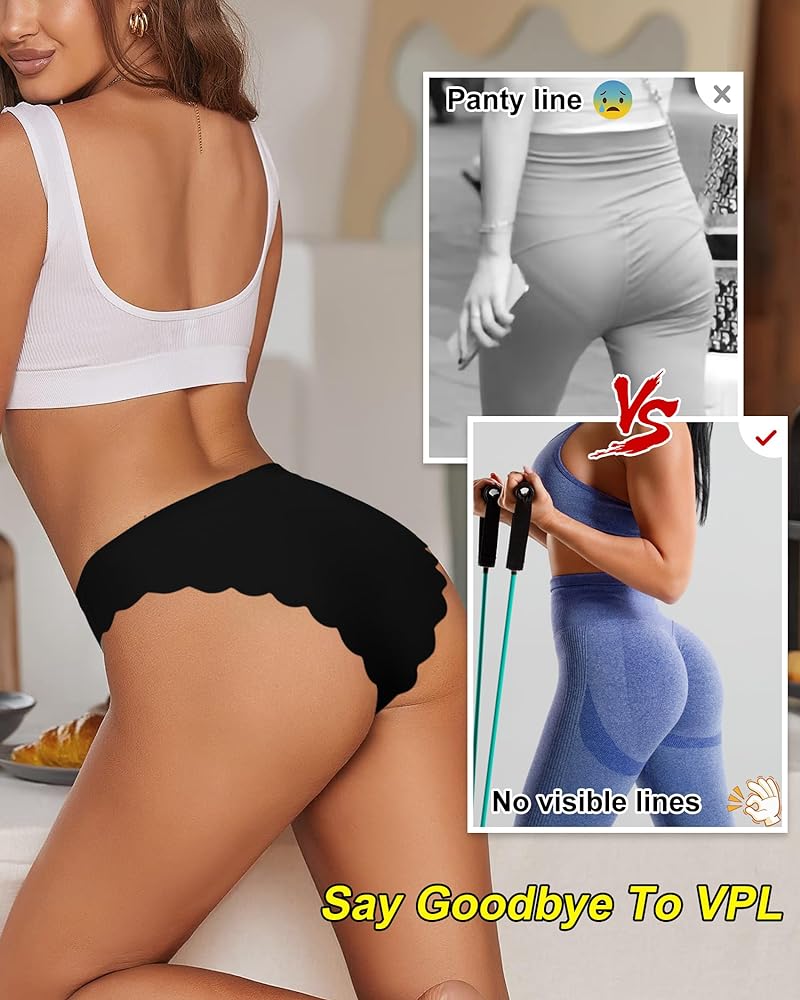LEVAO Women Seamless Hipster Cheeky Bikini No Show Underwear Sexy Panties