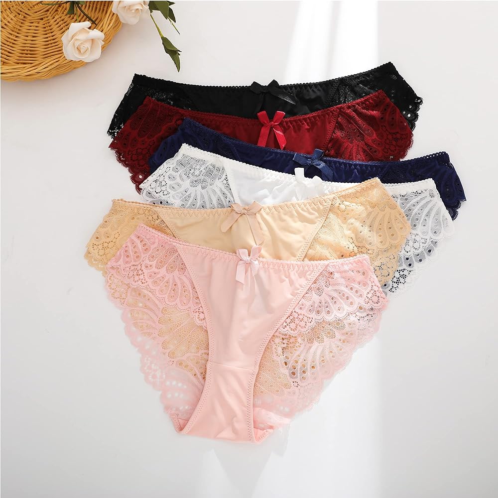 Cheeky Underwear for Women, Soft Stretch Briefs Low Rise Lace Bikini Panties