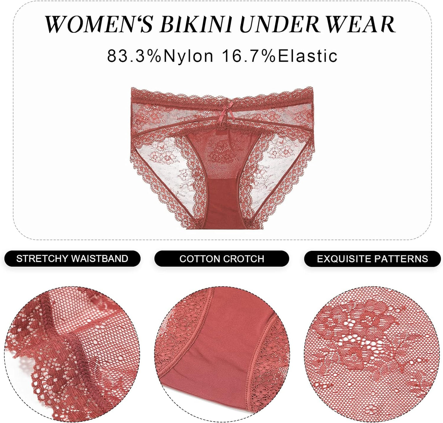 Women Lace Underwear Sexy Breathable Hipster Panties Cheeky