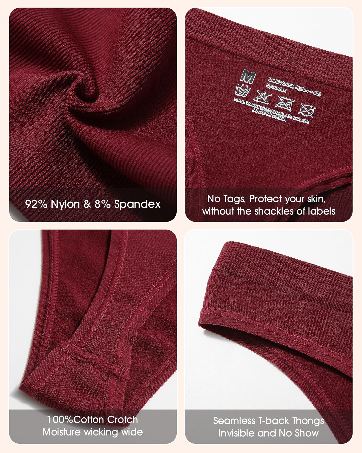 Seamless Thongs for Women No Show Thong Panties Stretch Soft T-Back