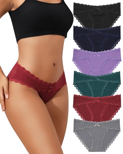 Cotton Women's Underwear Stretchy Low Rise Bikini Panties Lace Cheeky Panty