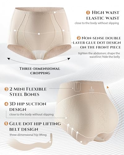 LEVAO Tummy Control High Waisted Underwear for Women Full Coverage No Show Stretch Briefs Seamless Ladies Lace Panties S-XXL