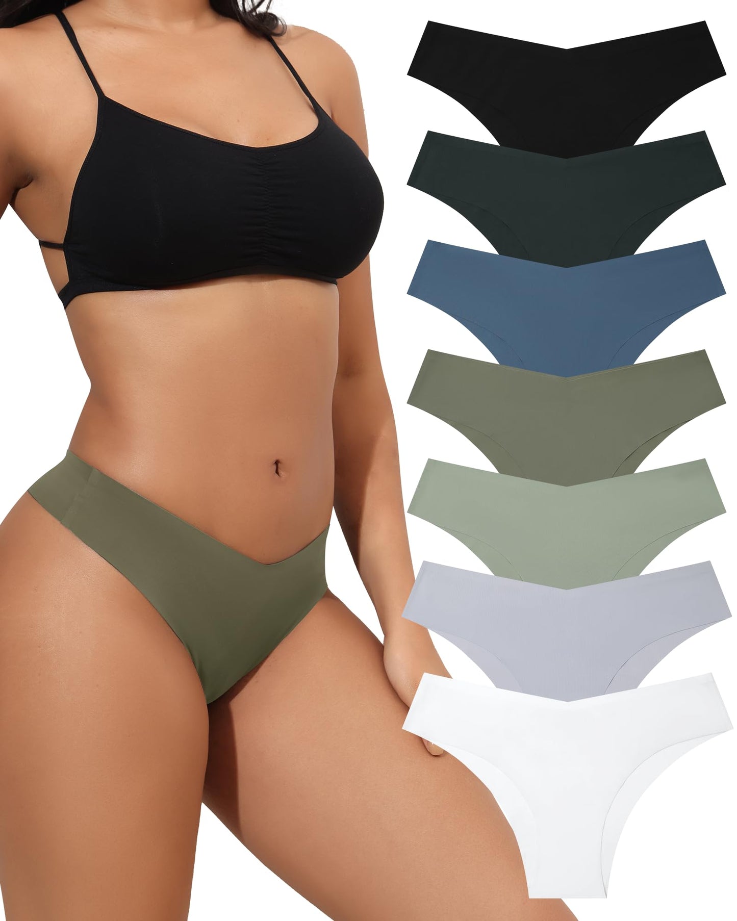 LEVAO Seamless Underwear for Women No Show Cheeky Bikini Panties Stretch V Cut Panty S-XL (Regular & Plus Size)