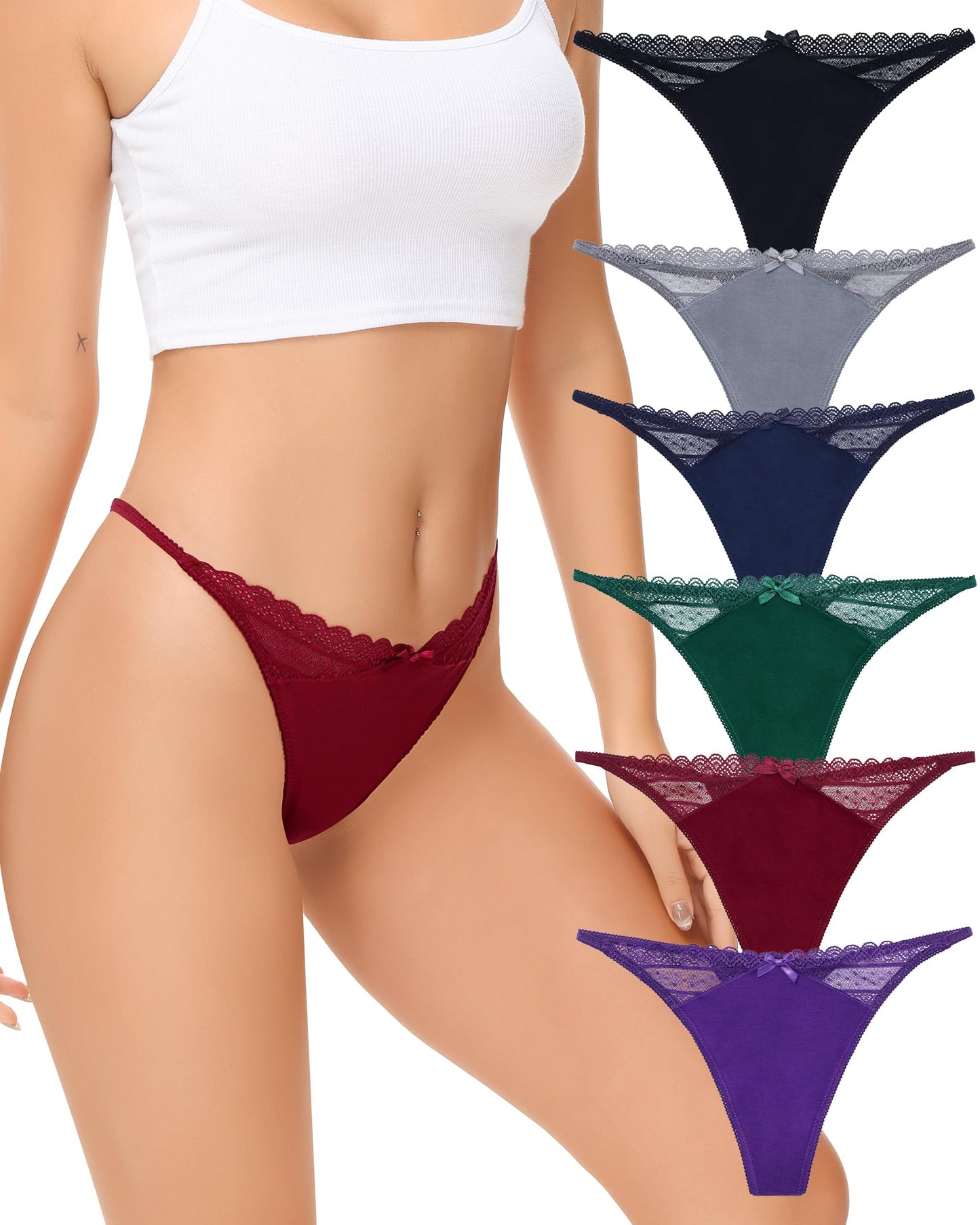 LEVAO Seamless Thongs for Women G-Strings Lace Cut Out Thongs