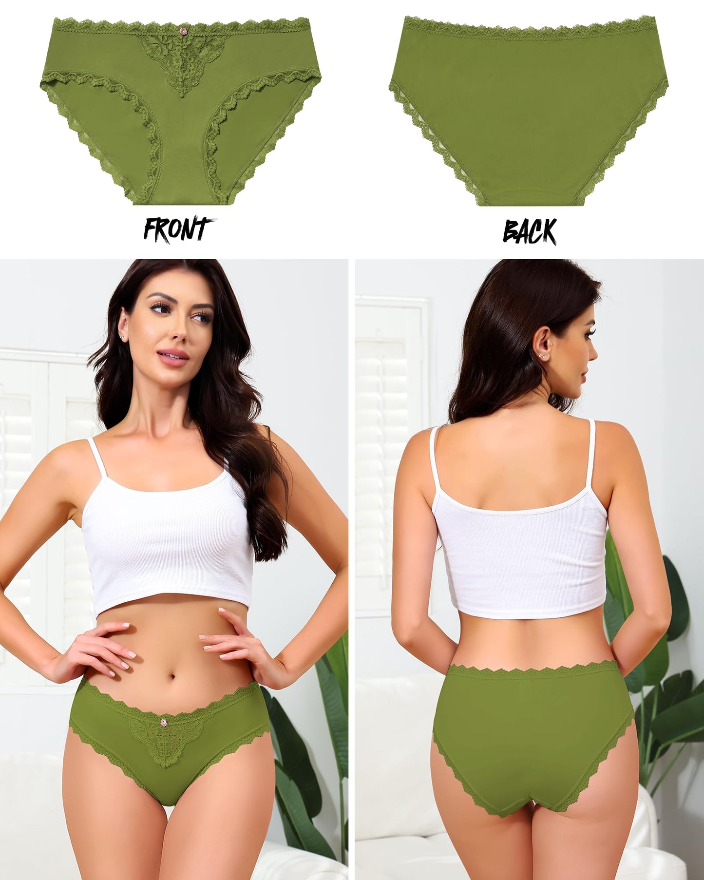 LEVAO Women's Underwear with Lace Panties for Women Cheeky Womens Panties Stretch Hipster Ladies Briefs Multipack 6 Pack