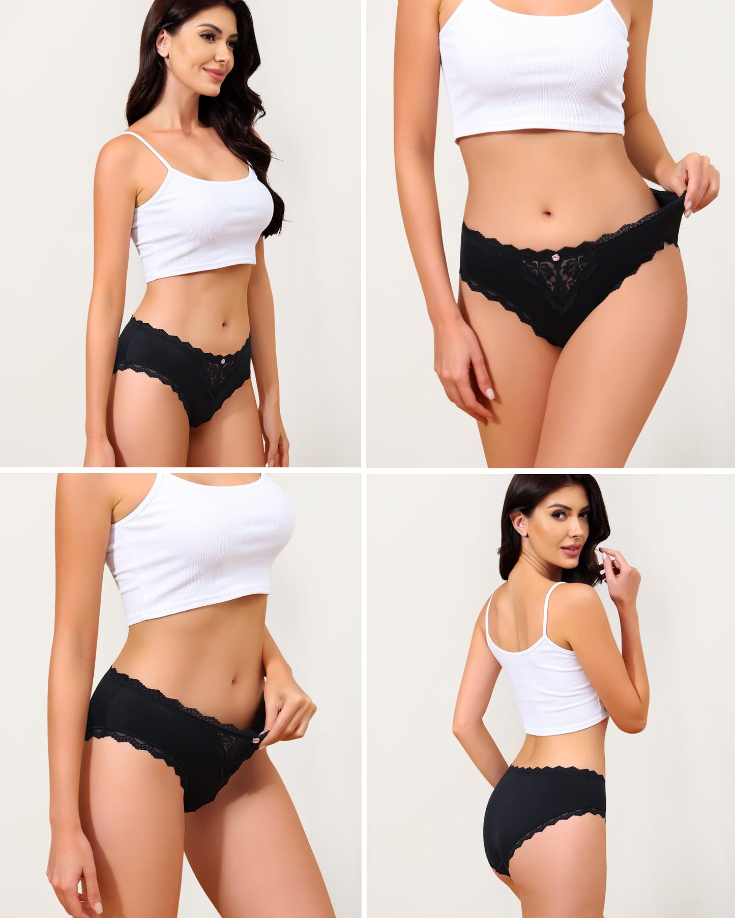 LEVAO Women's Underwear with Lace Panties for Women Cheeky Womens Panties Stretch Hipster Ladies Briefs Multipack 6 Pack