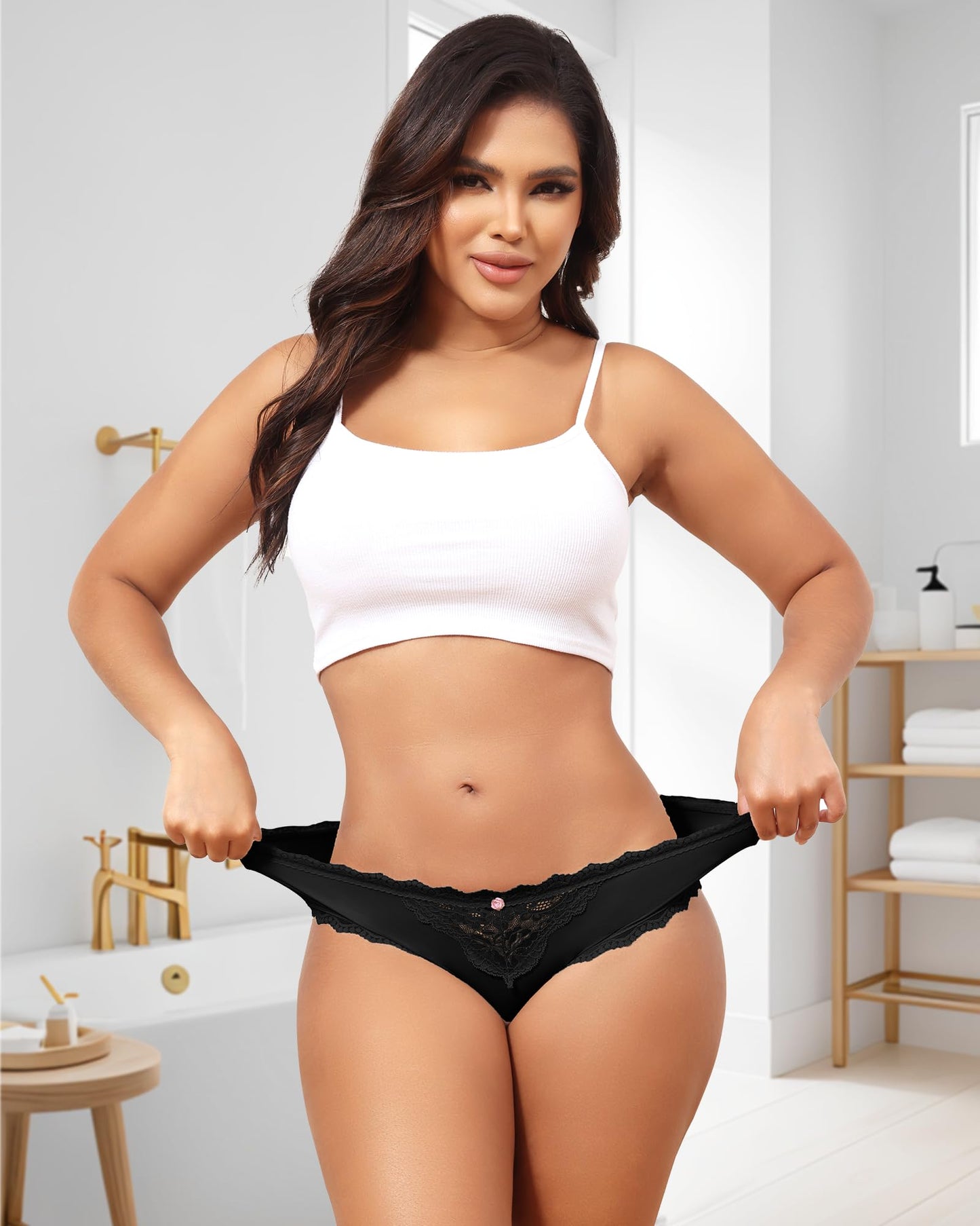 LEVAO Women's Underwear with Lace Panties for Women Cheeky Womens Panties Stretch Hipster Ladies Briefs Multipack 6 Pack