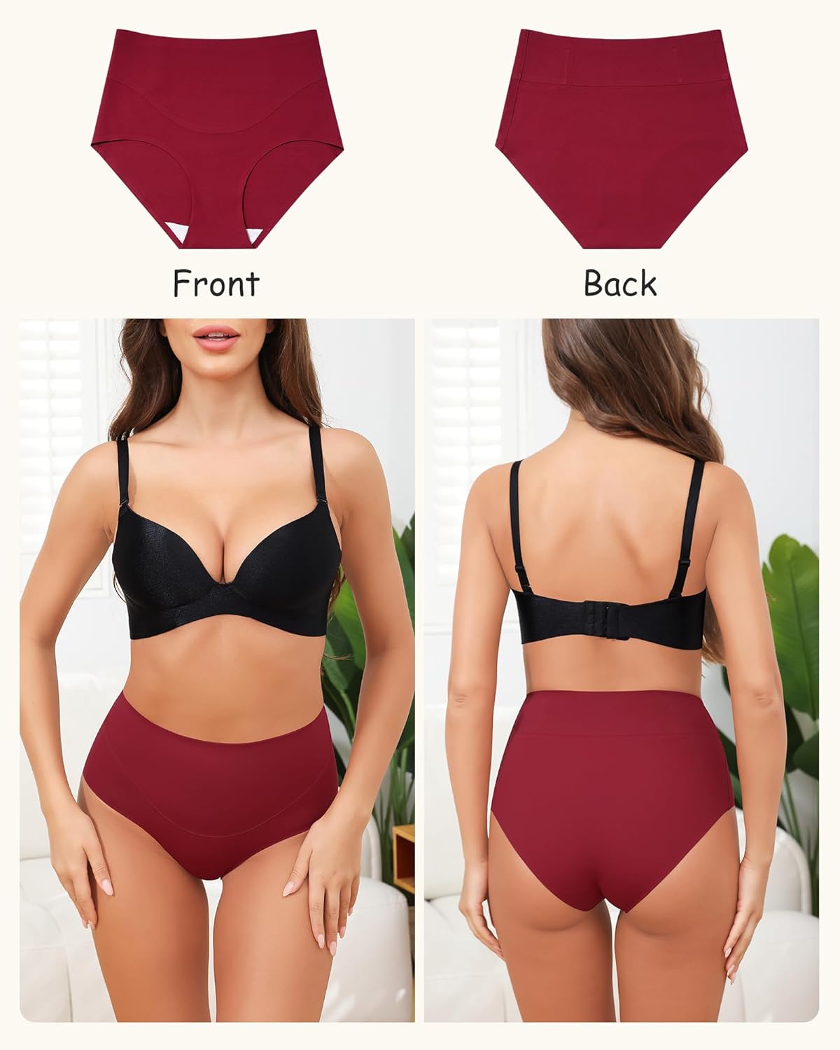 LEVAO Women Tummy Control Panties High Waist Seamless Underwear Full Coverage Brief No Show Postpartum Panties 4 Pack