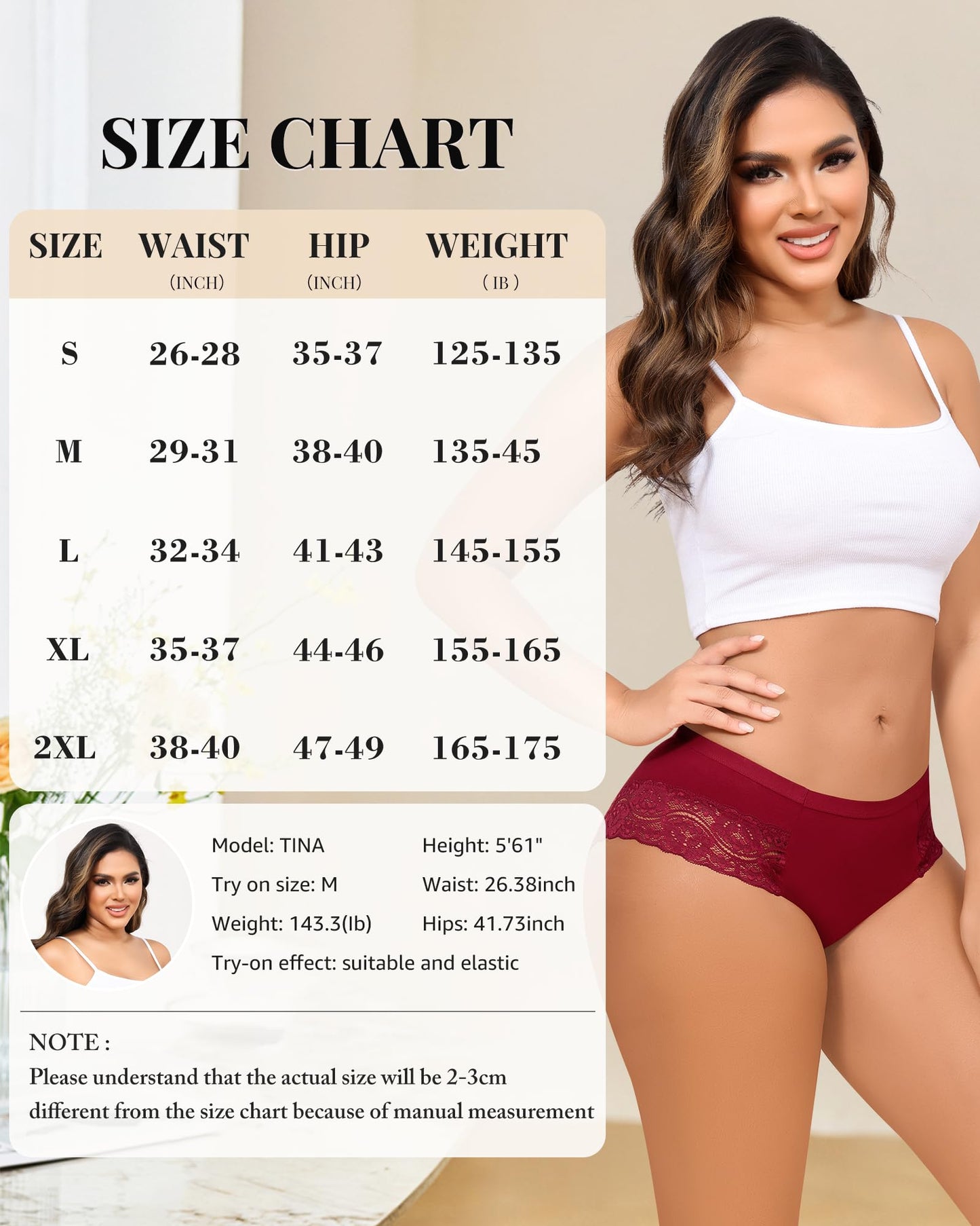 LEVAO Cotton Underwear for Women Lace Cheeky Bikini Panties Stretch Ladies Soft Hipster Briefs 6 Pack S-XXL